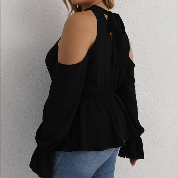 Boho Plus Size Off Shoulder Halter Neck Cut Out Flounce Peplum Top Blouse RED - Picture 12 of 16